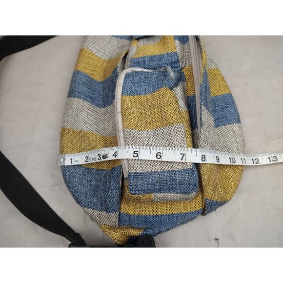 Kamo Unisex Slingbag Crossbody Backpack Multipurpose Lightweight Canvas Striped - Picture 5 of 6